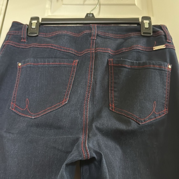 Inc Denim Dark Blue Flare Leg Curvy Fit Jeans Everyday Casual Lightweight Size 8 - Picture 10 of 13